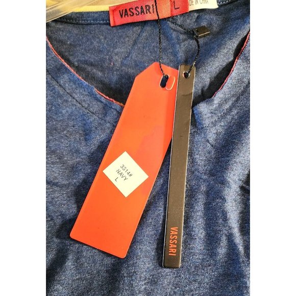 Vassari Los Angeles Blue L Rare Designer V-Neck Shirt with Pocket - Picture 6 of 16